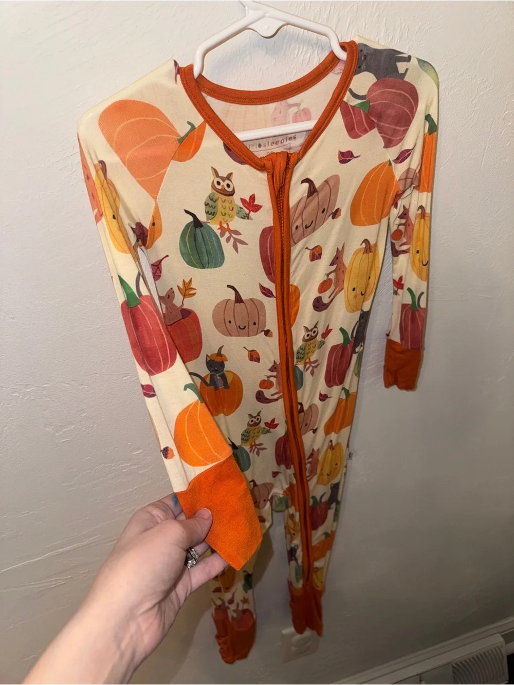 Little Sleepies Convertible Pajamas Fall Pumpkin Pals Bamboo Zippy PJ
